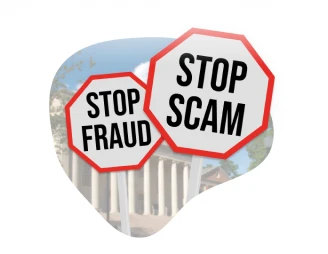 Stop Fraud and Stop Scam signs, highlighting the protection offered by the KISA Shield service against fraudulent and scam calls