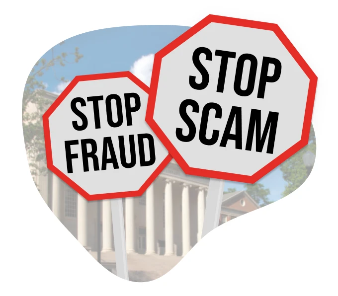 Stop Fraud and Stop Scam signs, highlighting the protection offered by the KISA Shield service against fraudulent and scam calls